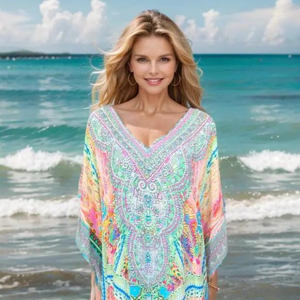 long silk Box kaftan Monet Long Silk Embellished Box Kaftan fashion spectrum  Kaftans that Bling