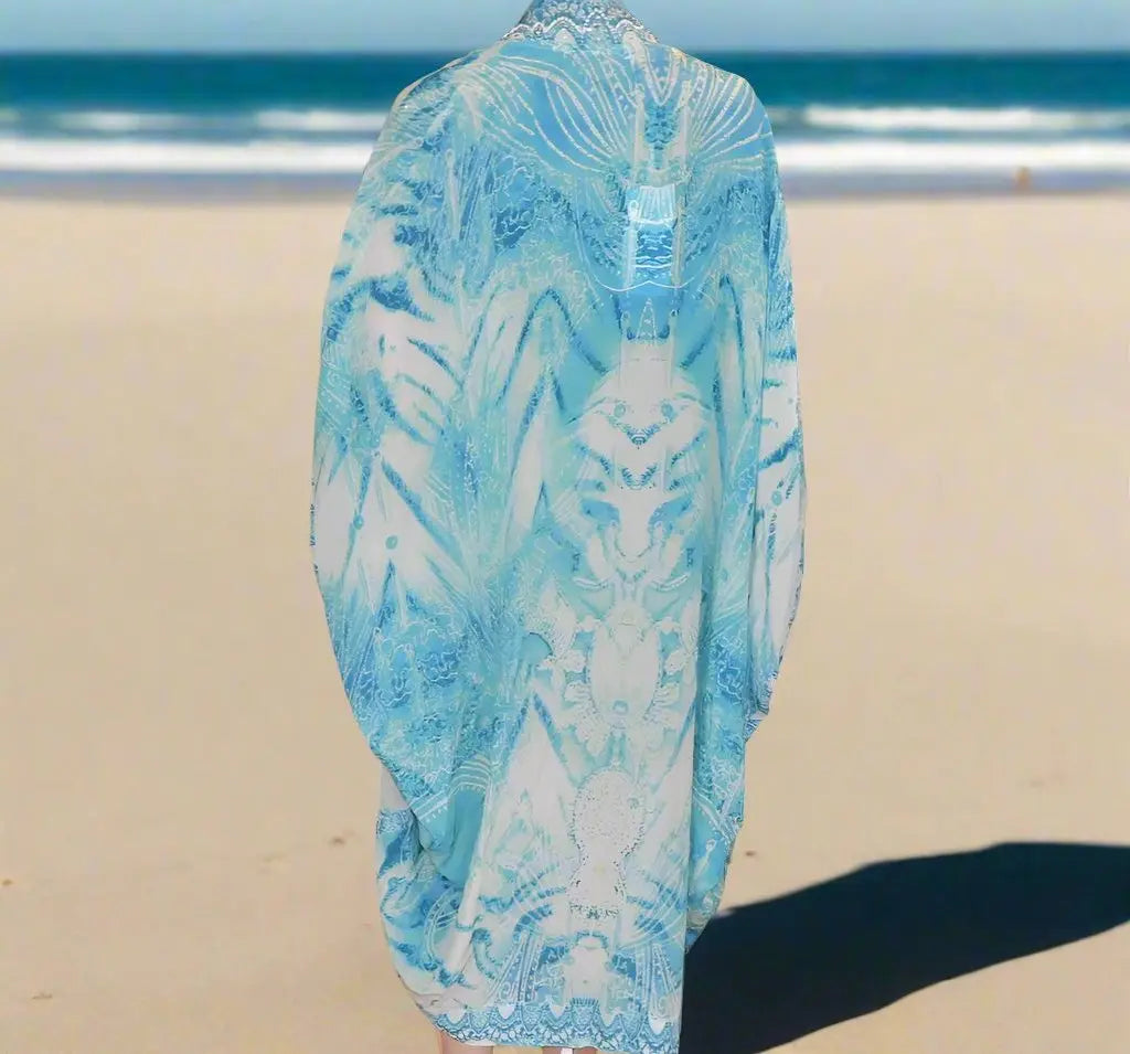 Long silk Embellished Cape - Tahiti - Kaftans that Bling