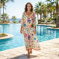 Long Silk Embellished Kaftan Bluebird