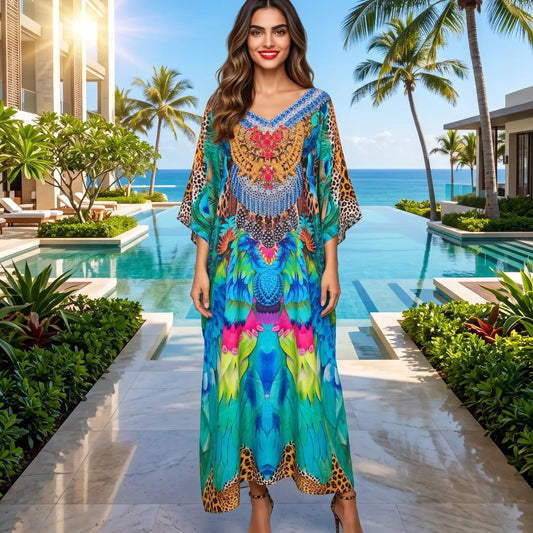 Long Silk Embellished Box Kaftan Enchanted
