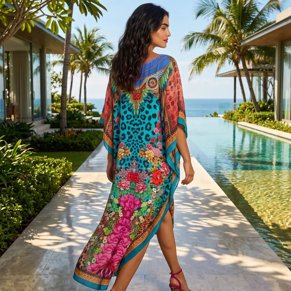 Long Silk Embellished Kaftan Exotica by Kaftans that Bling