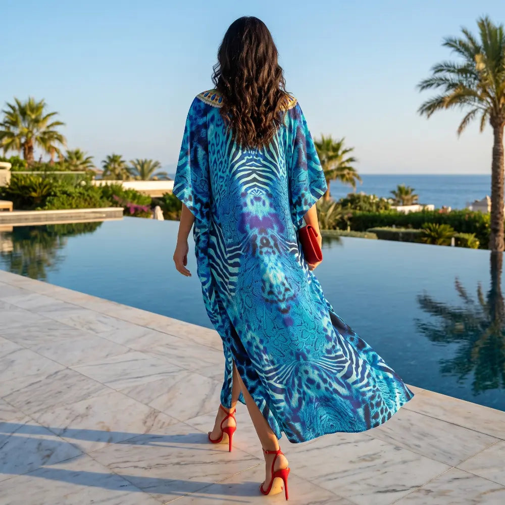 Long Silk Embellished Kaftan Extinct by Kaftans that Bling