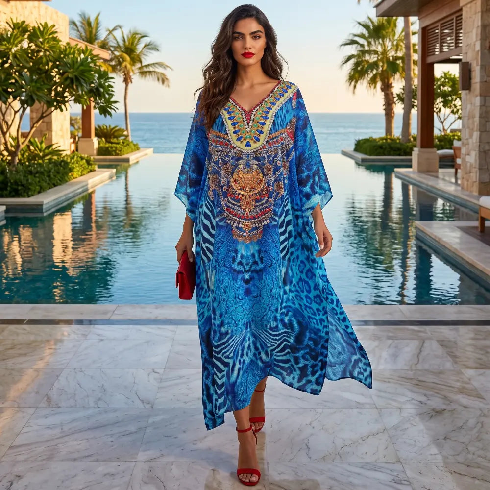 Long Silk Embellished Kaftan Extinct by Kaftans that Bling