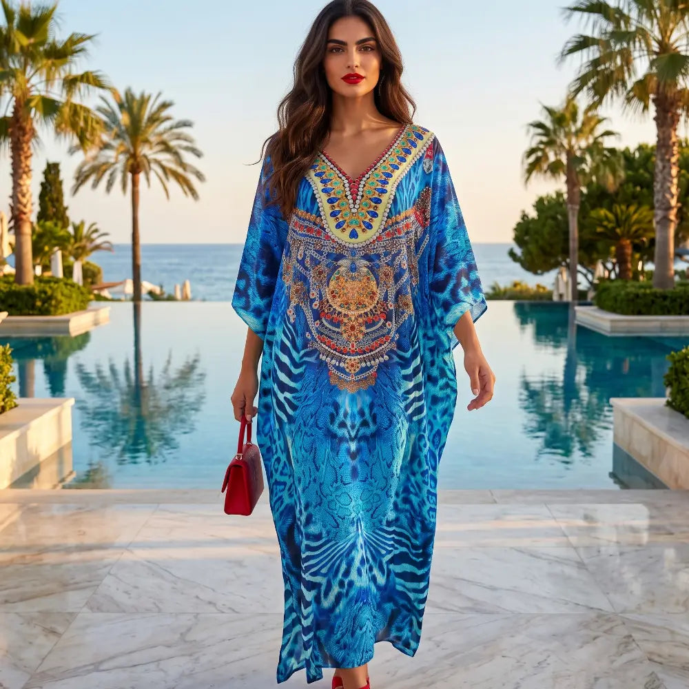 Long Silk Embellished Kaftan Extinct by Kaftans that Bling