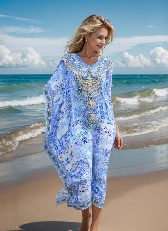 long silk kaftan Long Silk Embellished Kaftan- Femme Fatal fashion spectrum  Kaftans that Bling