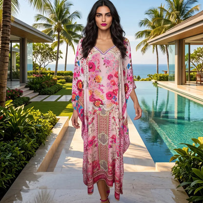 long Silk Embellished Kaftan Secret Garden by Kaftans that Bling