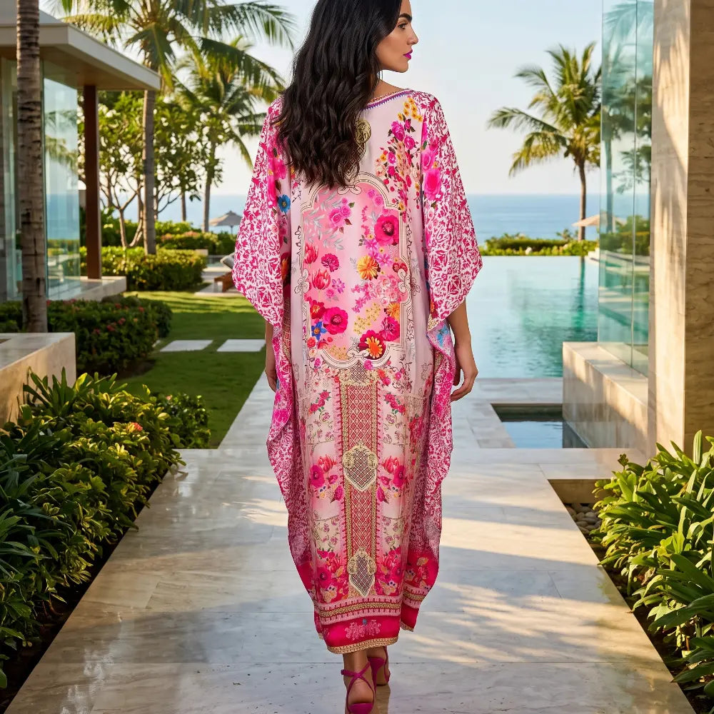 long Silk Embellished Kaftan Secret Garden by Kaftans that Bling