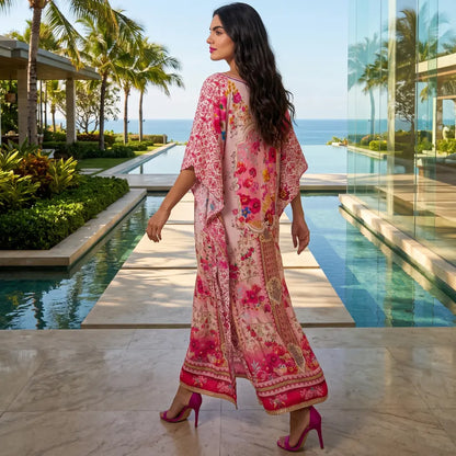 long Silk Embellished Kaftan Secret Garden by Kaftans that Bling