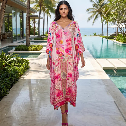 long Silk Embellished Kaftan Secret Garden by Kaftans that Bling