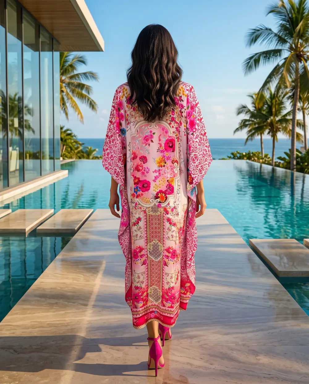 long Silk Embellished Kaftan Secret Garden by Kaftans that Bling