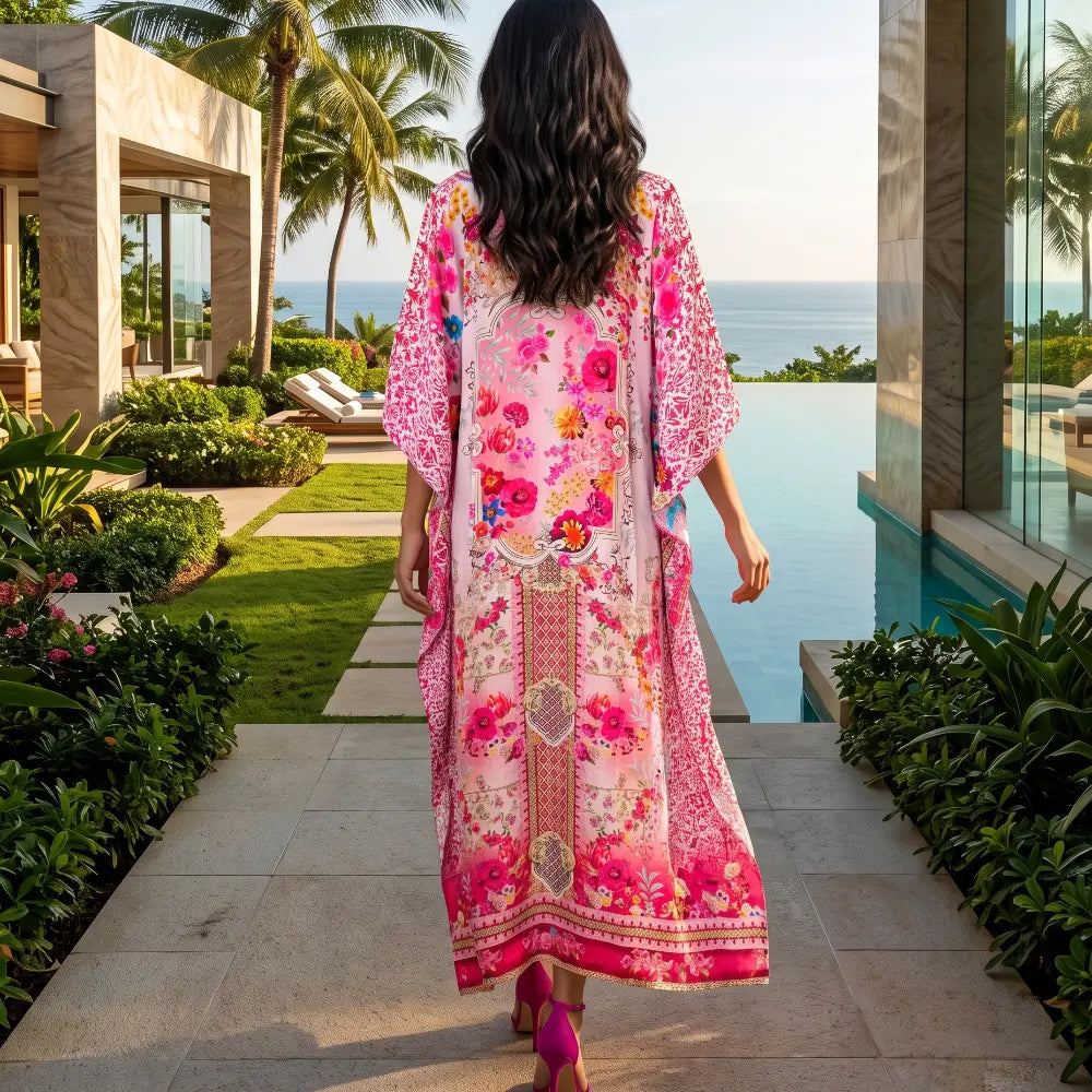 long Silk Embellished Kaftan Secret Garden by Kaftans that Bling