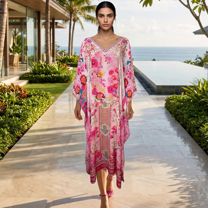 long Silk Embellished Kaftan Secret Garden by Kaftans that Bling