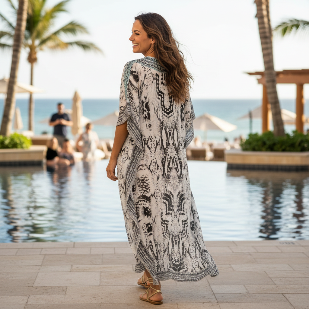 Long Silk Embellished Kaftan- Tribal at Kaftans that Bling 