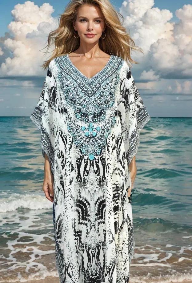 long silk kaftan Long Silk Embellished Kaftan- Tribal fashion spectrum  Kaftans that Bling