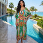 Long Silk Embellished Box Kaftan Tropical