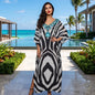 Long Silk Embellished Box Kaftan Zebra