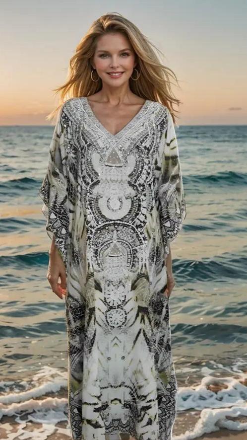 long silk kaftan Tahiti Long Silk Embellished Kaftan by Fashion Spectrum fashion spectrum  Kaftans that Bling