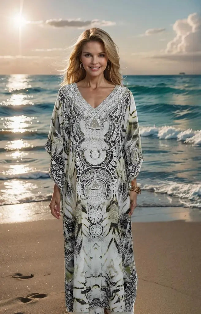 long silk kaftan Tahiti Long Silk Embellished Kaftan by Fashion Spectrum fashion spectrum  Kaftans that Bling