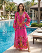 Maxi dress with flared sleeve Fantasy Leopard Pink by KTB