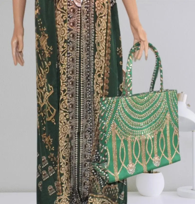 Necklace Long Maxi Dress-Glitz Glam-Green-Kaftans that Bling