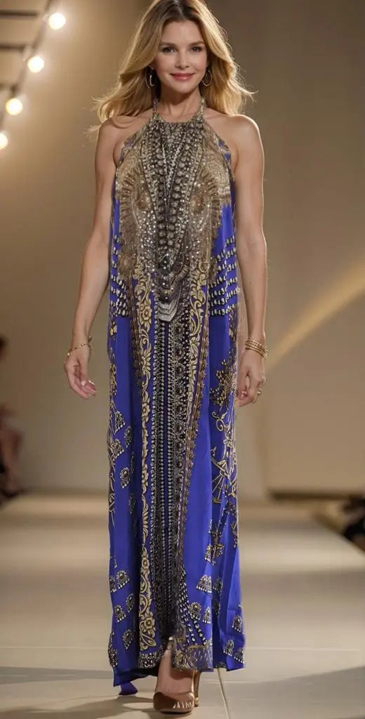 necklace maxi dress Necklace Long Maxi Dress-Glitz Glam-Sapphire Kaftans that Bling  Kaftans that Bling