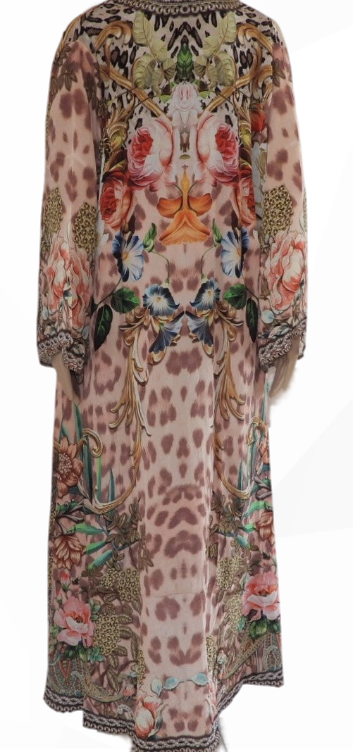 Floral Leopard Strapless Embellished Jumpsuit by Kaftans that Bling