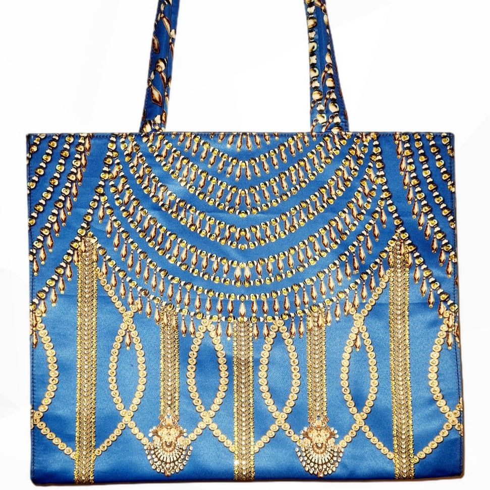 Copy of Glitz Glam Sapphire Embellished Tote Bag-by Kaftans that Bling