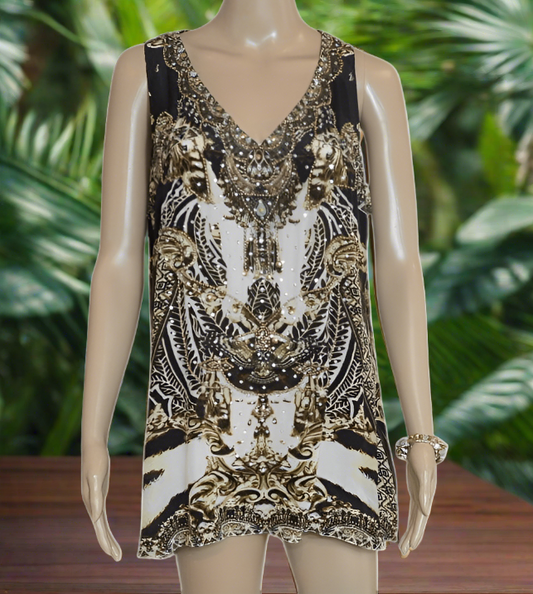 Cougar silk Embellished Tank Top by Fashion spectrum