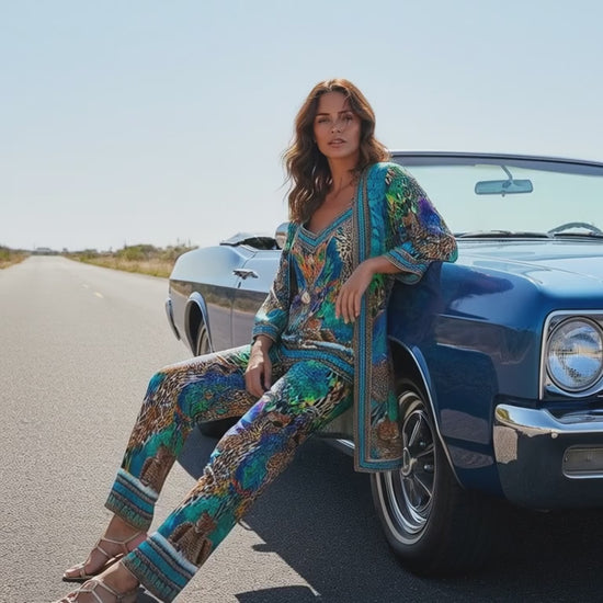 Introducing the Silk Embellished Kimono jacket Peacock at KTB