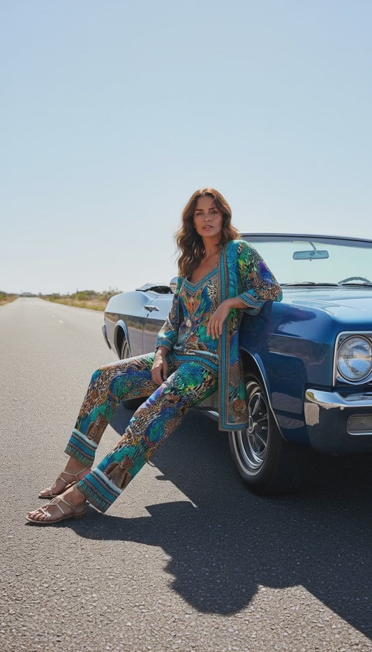 Introducing the Silk Embellished Kimono jacket Peacock at KTB