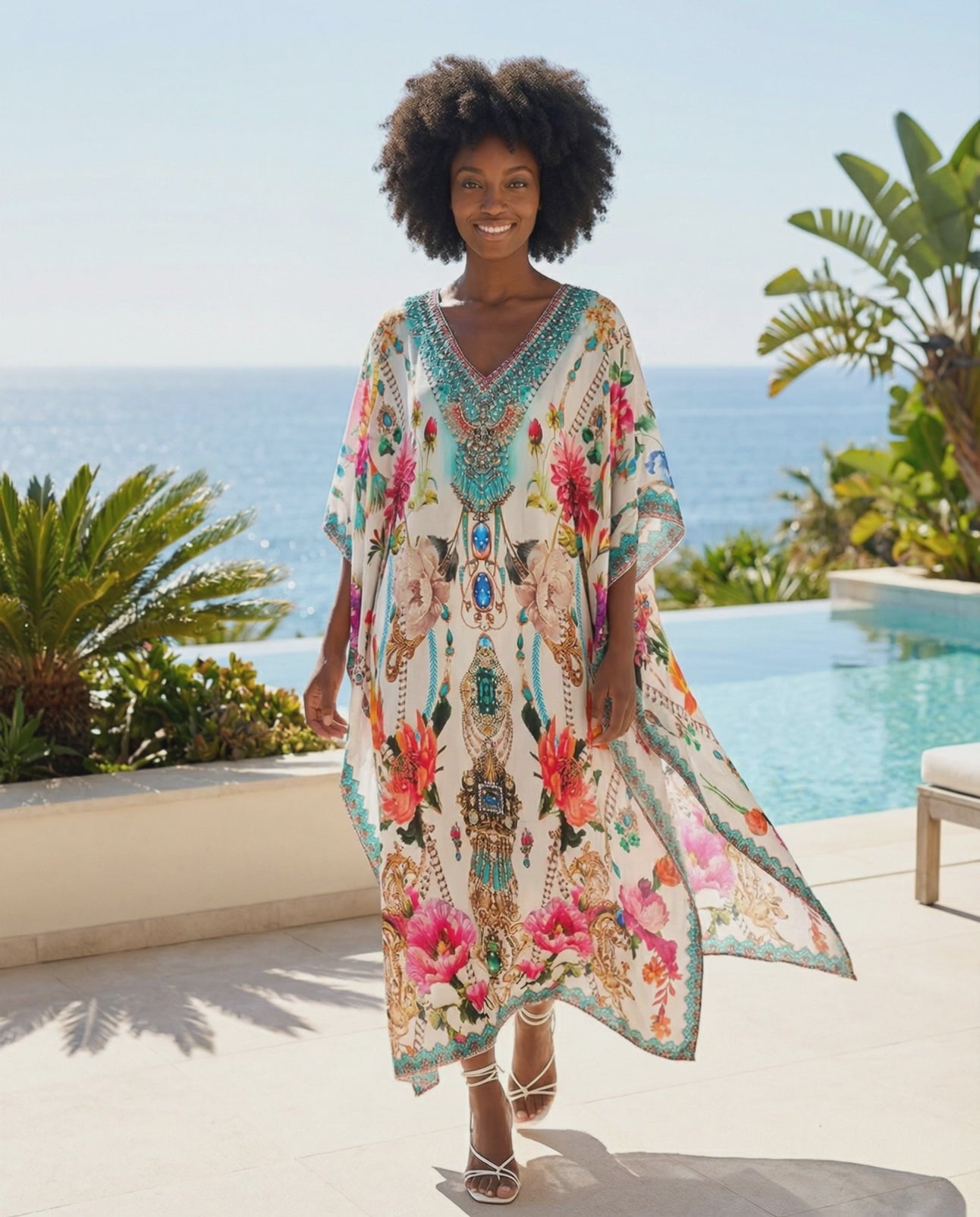 Long Silk Box Embellished Kaftan Sienna at kaftans that Bling 