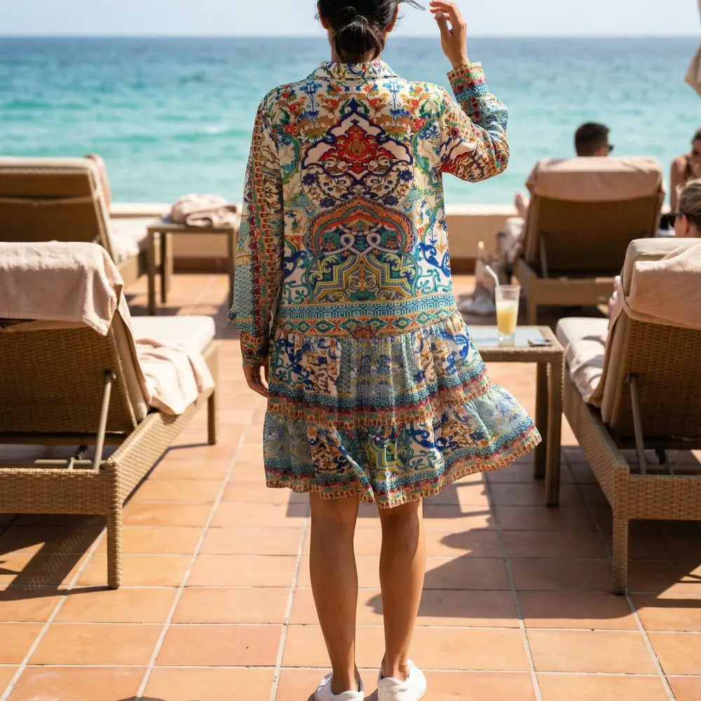 Shirt Silk Embellished short Frill Dress Sardinia