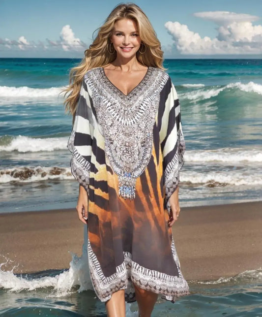 short kaftan Stylish Tiger Short beaded Kaftan fashion spectrum  Kaftans that Bling