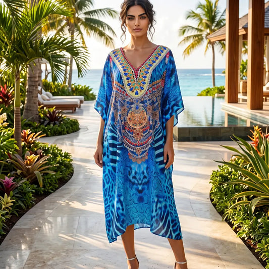 Short Silk Embellished Kaftan Extinct by Kaftans that Bling 