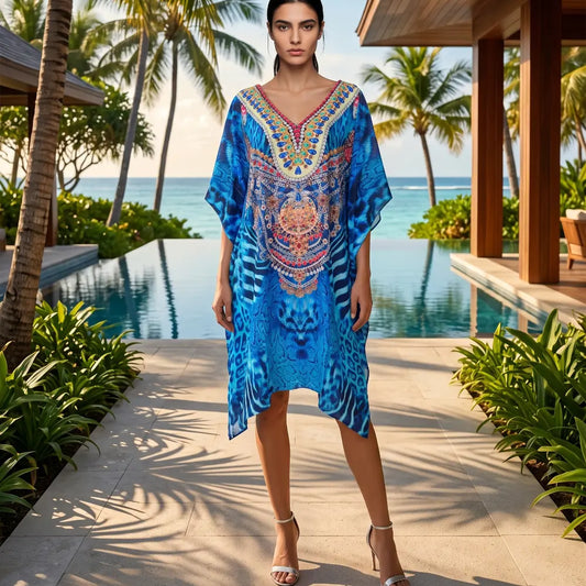 Short Silk Embellished Kaftan Extinct by Kaftans that Bling 