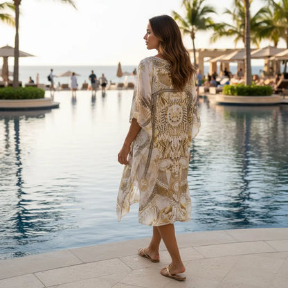 Short Silk Embellished Kaftan - Amara at Kaftans that Bling 