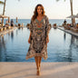 Short Silk Embellished Kaftan - Cheetah - Kaftans that Bling