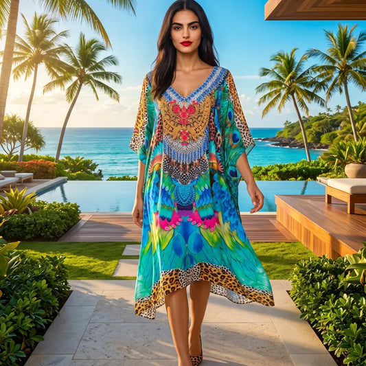 Short Silk Embellished Kaftan Enchanted by Kaftans that Bling 