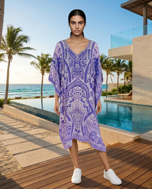 Short Silk Embellished Kaftan Grecian at Kaftans that Bling
