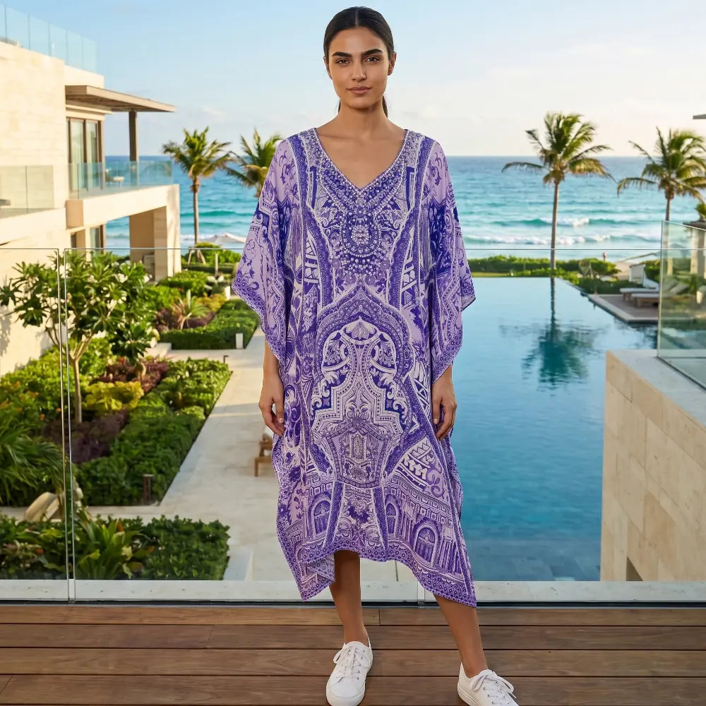Short Silk Embellished Kaftan Grecian at Kaftans that Bling