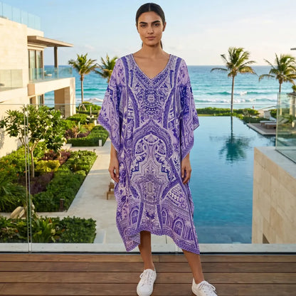 Short Silk Embellished Kaftan Grecian at Kaftans that Bling