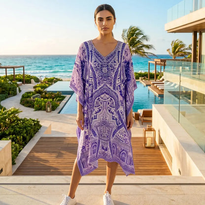 Short Silk Embellished Kaftan Grecian at Kaftans that Bling