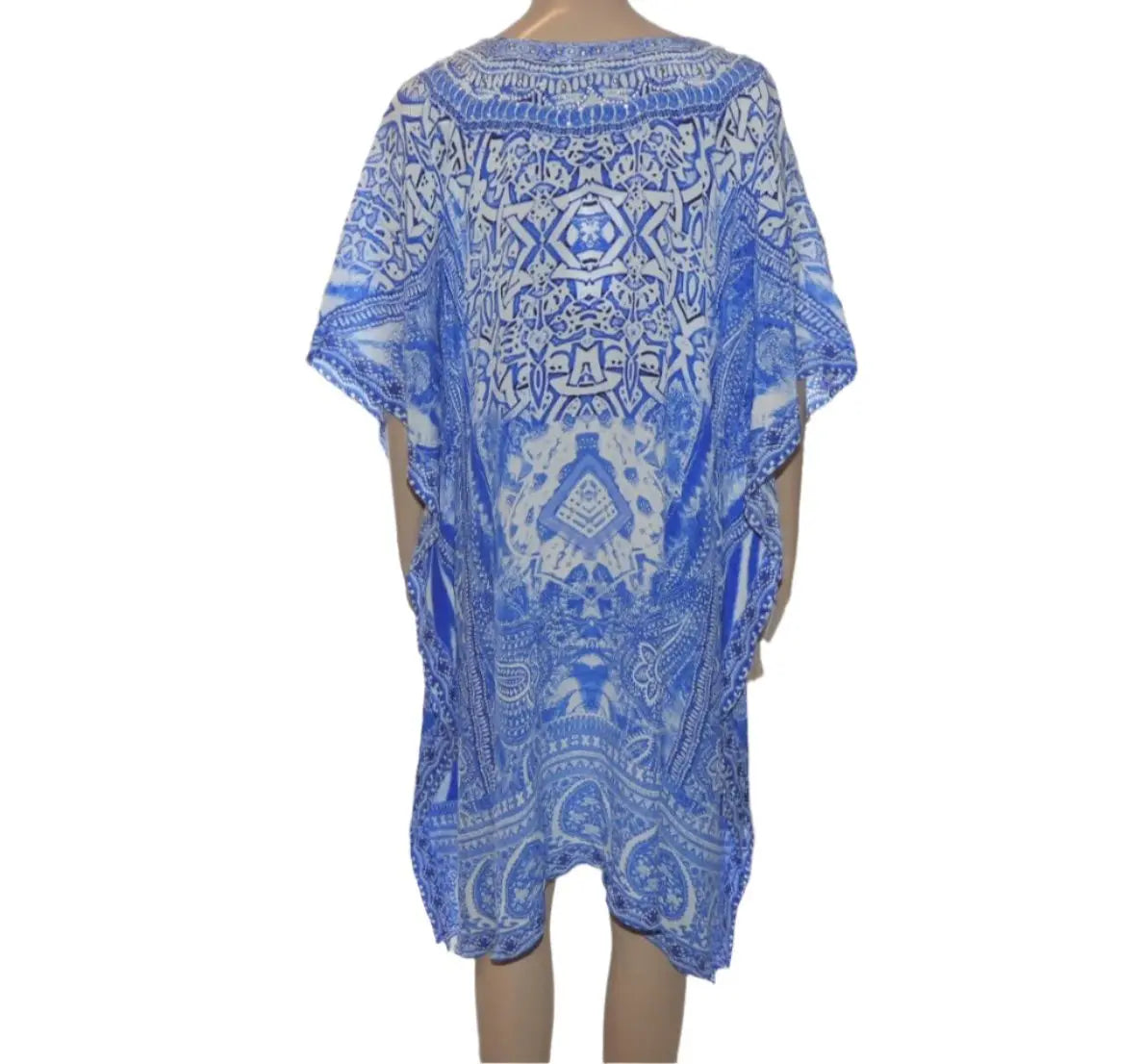 Short Silk Embellished Kaftan- Mosiac - Kaftans that Bling