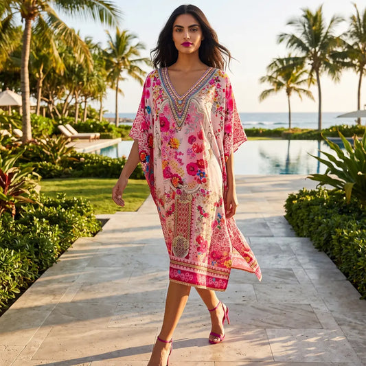Short Silk Embellished Kaftan Secret Garden by Kaftans that Bling 