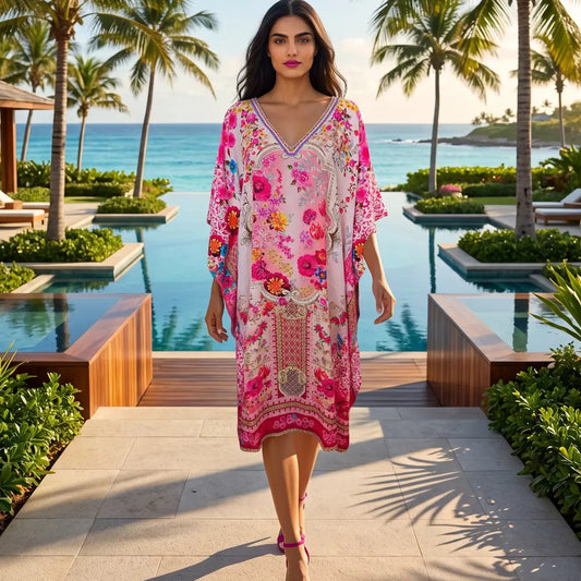 Short Silk Embellished Kaftan Secret Garden by Kaftans that Bling 