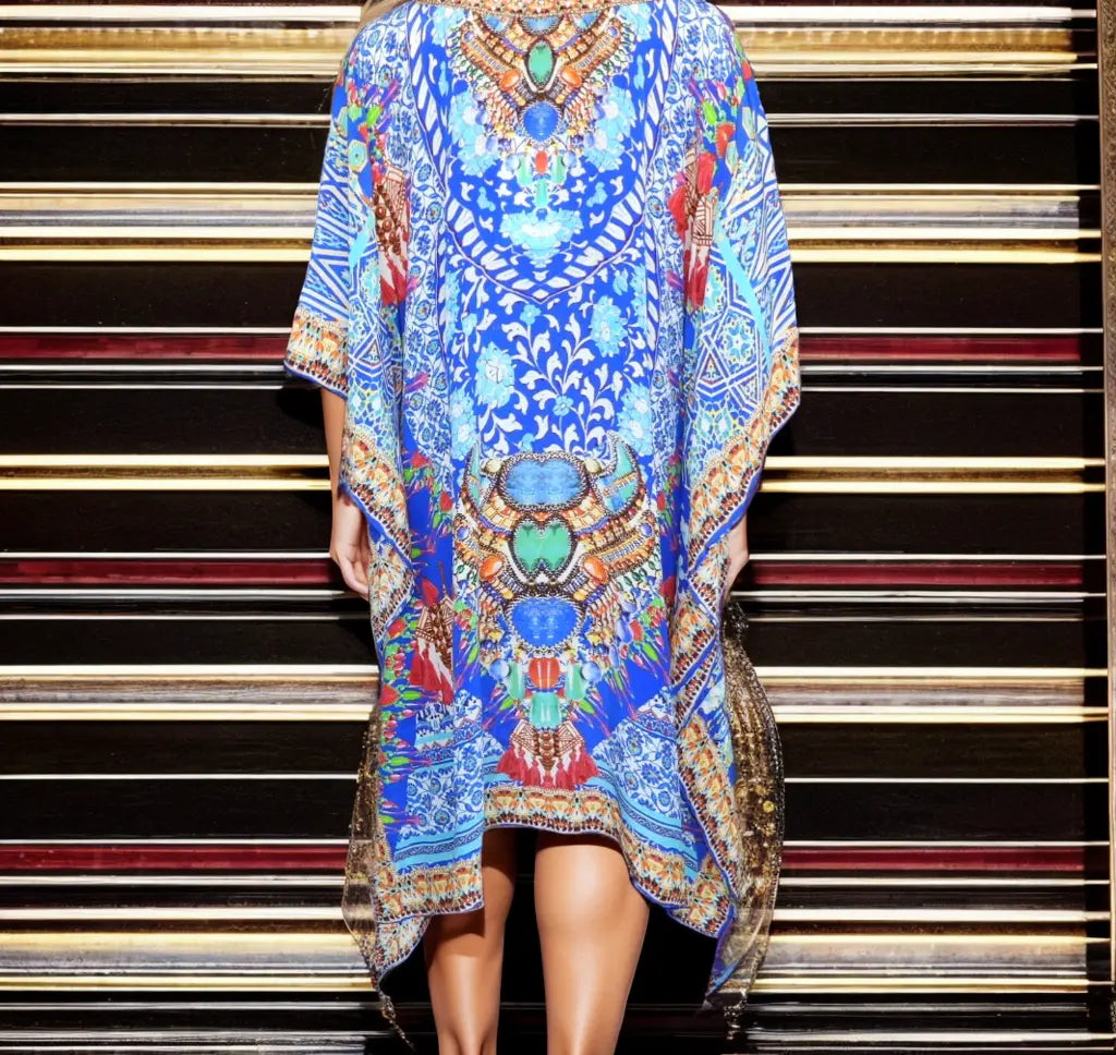 Short silk Embellished Kaftan Paradise