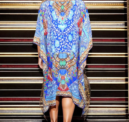 Short silk Embellished Kaftan Paradise