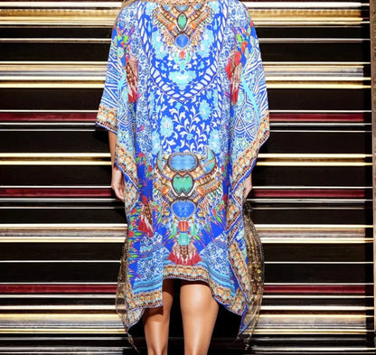 Short silk Embellished Kaftan Paradise