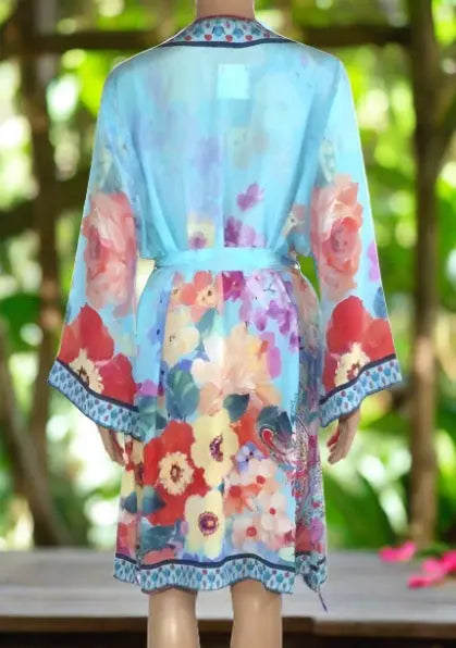 Blossom short Silk Kimono by Kaftans that Bling - Kaftans that Bling