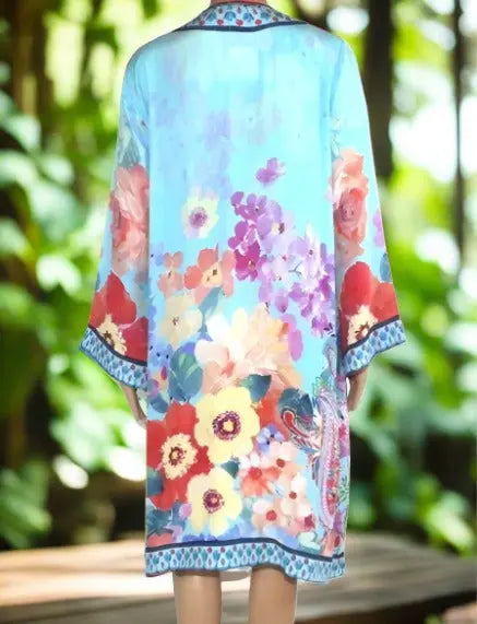 Blossom short Silk Kimono by Kaftans that Bling - Kaftans that Bling